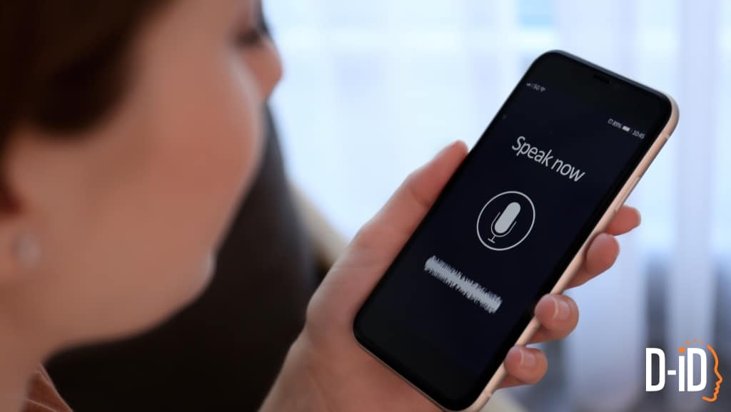 A person holds a smartphone displaying a voice assistant screen with the text "Speak now" and a microphone icon, highlighting the seamless integration of character ai generator technology in everyday devices.