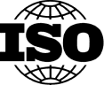 The ISO logo, featuring large black letters "ISO" over a stylized globe with horizontal and vertical lines, represents global standards in Security and Privacy Compliance.